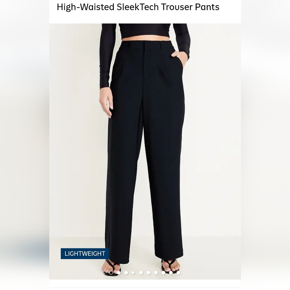 Old Navy High-Waisted Black SleekTech Trousers Large Petite